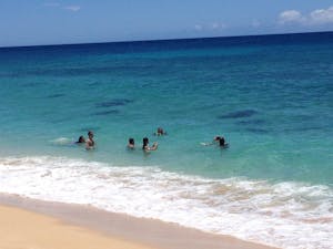 Swimming at Pipeline