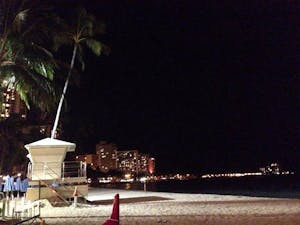 Waikiki beach at night